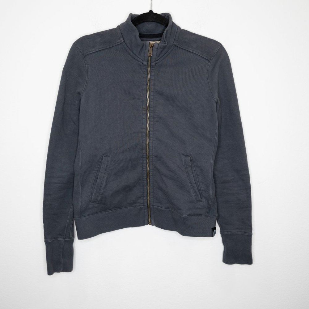 American Giant Moto Full Zip Jacket Sweatshirt Steel Blue F7 - Picture 3 of 6